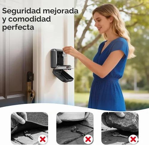 Vista 4 de Caja de Seguridad para Llaves MAILADA, Caja de Seguridad con Combinación de 12 Dígitos para Llaves, Código de Reposo, Gran Capacidad y Resistente a