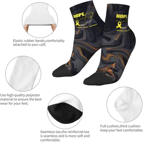 Vista 5 de GDJF Hope For A Cure Childhood Cancer Awareness Ankle Socks Winter Low Cut Sports Warm Breathable Comfort Casual Socks For Mens And Womens