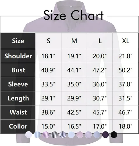 Vista 5 de Camisas de vestir para hombre, manga larga, ajustadas, con botones, casual, con bolsillo