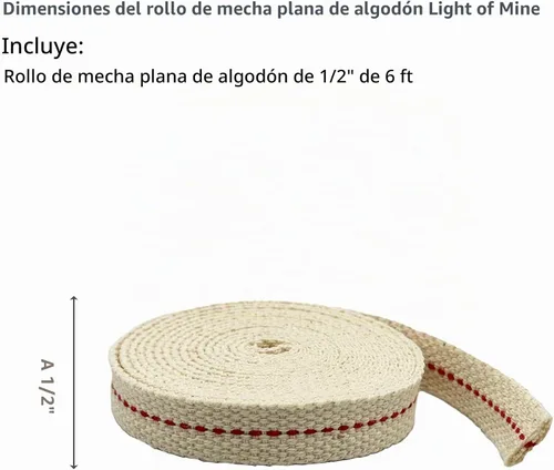 Vista 2 de Light Of Mine, mecha plana 100% de algodón, 33 pies, rollo para lámparas de aceite y linternas que funcionan con aceite de parafina y queroseno
