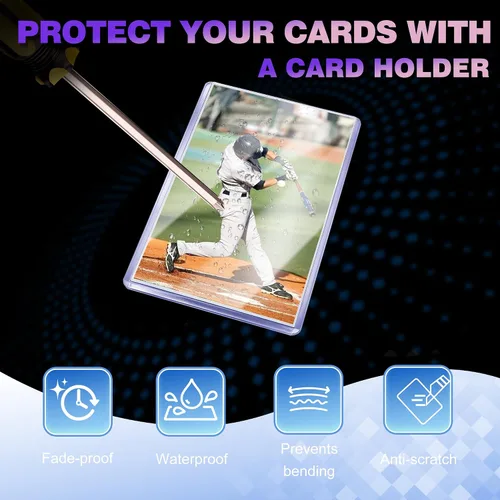 Vista 3 de Paquete de 200 fundas para tarjetas, fundas protectoras coleccionables de béisbol de 3 x 4 pulgadas, soporte para tarjetas de plástico duro