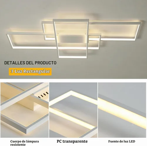 Vista 5 de GEADI Lámpara de techo moderna regulable, lámpara de techo LED blanca de 35.4 pulgadas con control remoto, accesorio de iluminación rectangular
