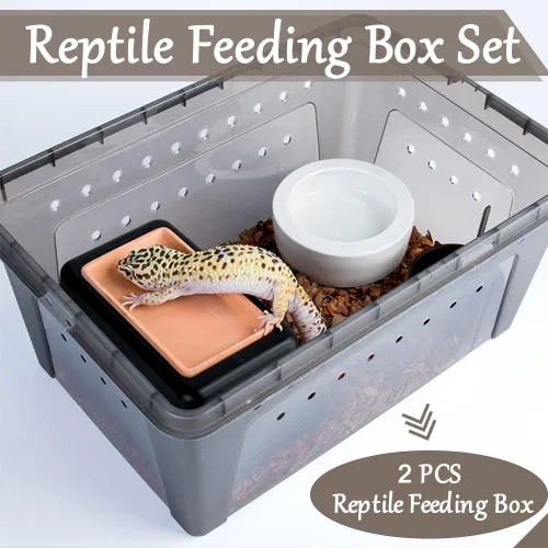 Vista 2 de Hamiledyi Caja de alimentación de reptiles, caja de cría de serpientes, jaula de hábitat de animales transparente, contenedor de transporte