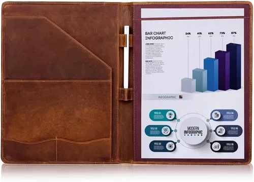 Vista 7 de Jack&Chris Leather Portfolio, A4 Document Folder Legal Pad Padfolio, Professional Writing Letter Notepad Clipboard Sleeve Organizer, Resume Folio