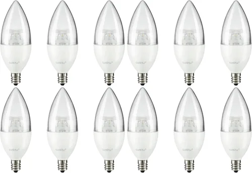 Vista 12 de Sunlite Bombilla LED B11 con punta de torpedo esmerilada, 4.5 vatios (equivalente a 40 W) 300 lúmenes, base de candelabro E12, regulable 5000K luz