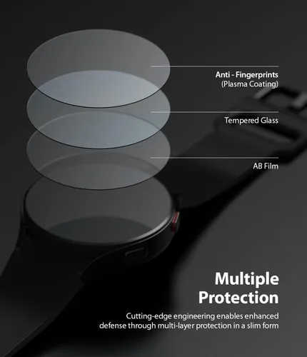 Vista 3 de Ringke Vidrio [Paquete de 4] Compatible con Samsung Galaxy Watch 4 Protector de pantalla (1.732 pulgadas), dureza 9H, antiarañazos, cubierta