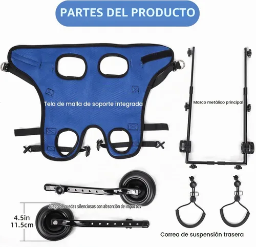 Vista 9 de Silla de ruedas ajustable para perros pequeños - Ayuda de movilidad para mascotas discapacitadas, Silla de ruedas para perros pequeños para patas