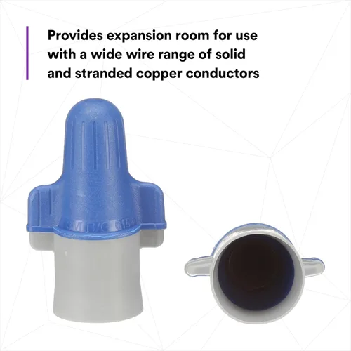 Vista 4 de 3M(TM) Performance Plus, conector de alambre B/G+JUG, azul/gris, 14-6 AWG (paquete x 250 unidades) Azul/gris, conectores flexibles de resorte