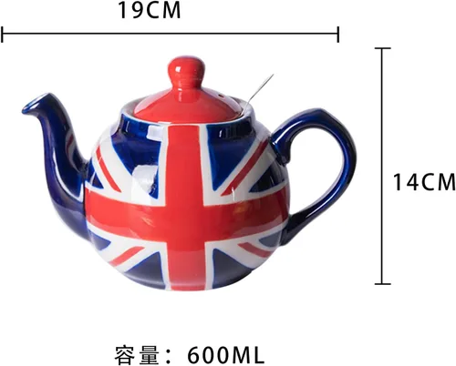 Vista 2 de London Pottery Tetera con infusor, cerámica, pintado a mano Union Jack Edición Limitada, 2 tazas (20.3 fl oz)