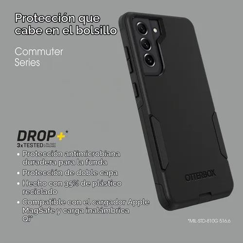 Vista 5 de OtterBox Commuter Series - Funda para Samsung Galaxy S21 FE 5G (solamente), embalaje no minorista, color negro