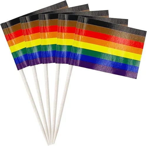 Vista 16 de stidsds 100 unidades de banderas afroamericanas pan, palillos de dientes africanos, mini pequeñas decoraciones negras para cupcakes, banderas