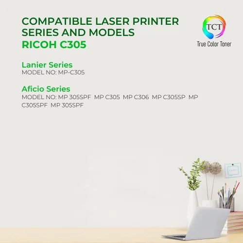 Vista 2 de TCT C305 - Cartucho de tóner magenta - Reemplazo compatible para impresoras Ricoh Aficio C305 841592 Magenta funciona con impresoras Ricoh Aficio MP