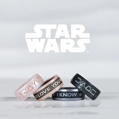 Vista 3 de Enso Rings Anillo de silicona Star Wars - Te amo y te conozco - Diseño cómodo y flexible - Aurebesh