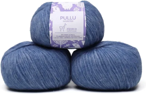 Vista 27 de Pullu - Juego de 3 madejas de hilo de lana de alpaca bebé y merino (150 gramos) de peso worsted - Procedencia directa de Perú - Celestialmente suave