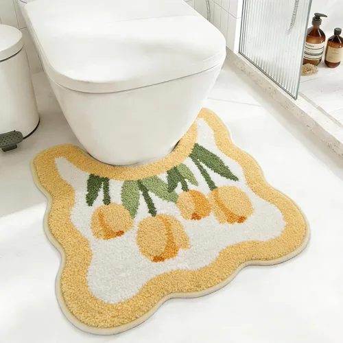 Vista 16 de Tapete de baño con diseño floral, suave, antideslizante, con patrón de flores coloridas, alfombra de baño de microfibra ultra absorbente, lavable a