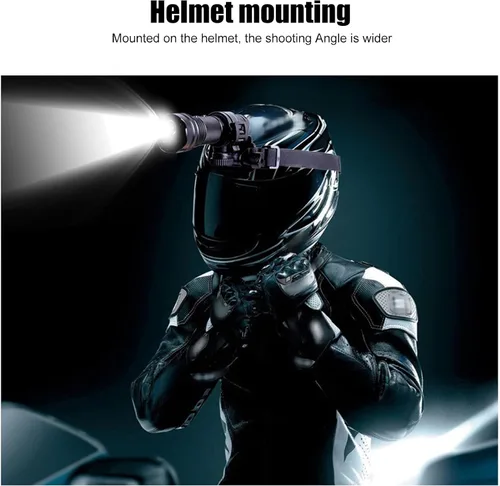 Vista 4 de Cámara de casco, 4K 120 grados gran angular 5 modos de iluminación USB 2.0, cámara de acción con linterna para deportes al aire libre