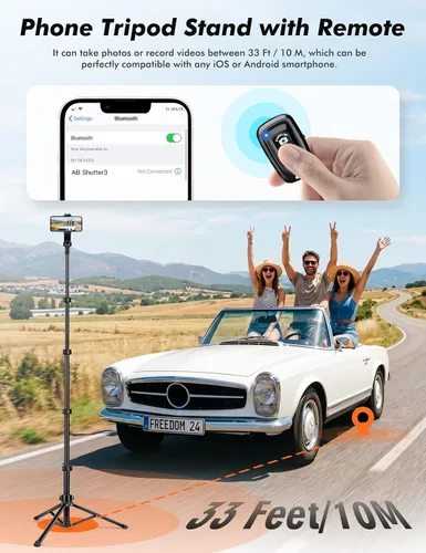 Vista 3 de NINEIGH Trípode de teléfono, trípode de viaje extensible de 66 pulgadas