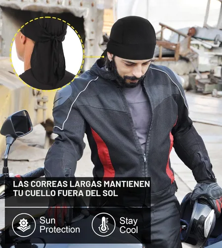 Vista 5 de MELASA Cooling Do Rags - Forro para casco de calavera, bandanas para hombres, correr, ciclismo, motocicleta Negro