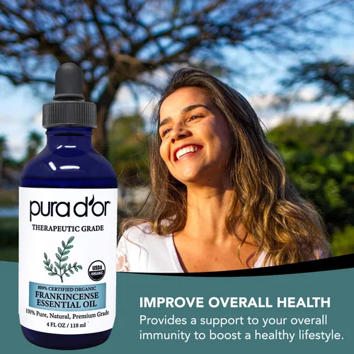 Vista 4 de PURA D'OR Aceites esenciales orgánicos de incienso y lavanda (4 onzas con cuentagotas de vidrio) 100% puros y naturales, grado terapéutico