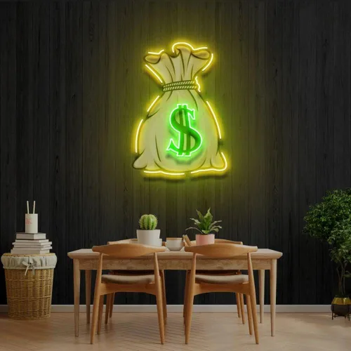 Vista 14 de Letreros de neón de montaña para decoración de pared de 16 pulgadas, letrero de neón LED de dinero, cueva, hogar, fiesta, letreros iluminados por