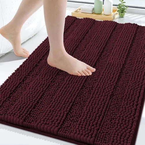 Vista 71 de Grandaily Alfombras de baño de felpilla a rayas de 24 x 16 pulgadas, extra gruesas y suaves, absorbentes, parte trasera de goma, alfombra de ducha