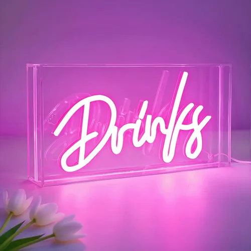Vista 10 de Señal de Neón "Be Kind", Caja de Luz de Escritorio "Be Kind" de USB LED con Interruptor de ENCENDIDO/APAGADO, Letrero de Neón 3D Iluminado para be