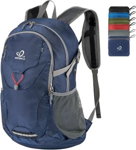 Vista 15 de WATERFLY Mochila de senderismo ligera y plegable, paquete de día 30L azul