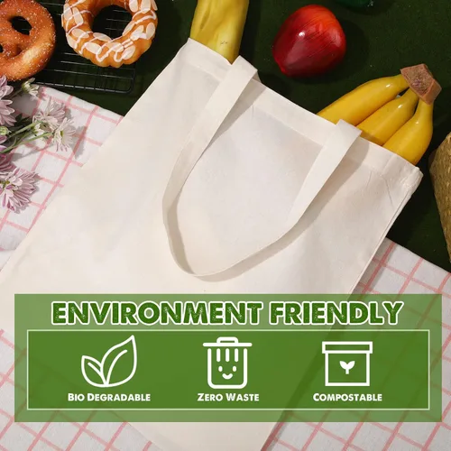 Vista 5 de Mimorou 48 bolsas de algodón de sublimación de 13 x 15 pulgadas, bolsa de lona en blanco reutilizable a granel con asas para sublimación, bricolaje