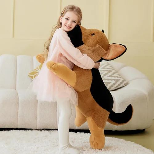 Vista 6 de IKASA Juguete de peluche de perro pastor alemán gigante, juguetes suaves grandes y grandes, 30 pulgadas, lindo peluche mullido de gran
