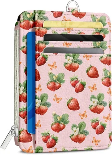 Vista 13 de Cartera delgada para mujer - Soporte para tarjetas de crédito con bloqueo RFID, cartera de piel sintética con ventana de identificación y bolsillo