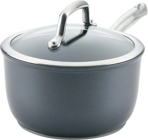 Vista 21 de Anolon Accolade - Juego de ollas y sartenes antiadherentes anodizadas forjadas, juego de utensilios de cocina de inducción, 12 piezas, gris piedra