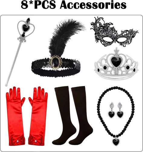 Vista 3 de Akokvlar 9 piezas de disfraz de dálmata para niñas, disfraz vintage de Halloween