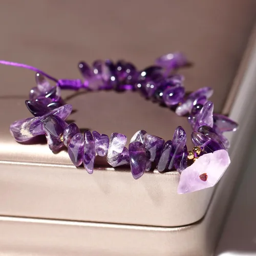 Vista 7 de Jewever Chip Reiki - Pulsera de cristal de cuarzo rosa con amatista cruda para mujer, cristales curativos y piedras preciosas para yoga, meditación