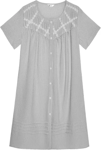 Vista 6 de AVIIER Vestido de casa para mujer, manga corta, abrigo de casa, bata con botones, ropa de dormir S-XXL