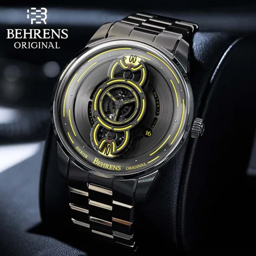 Vista 9 de BR BEHRENS ORIGINAL Reloj automático para hombre, colección Space Traveler de acero inoxidable, cristal de zafiro BHR012