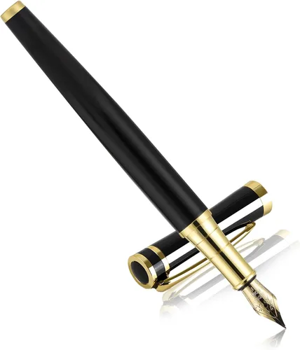 Vista 10 de Juego de Pluma Estilográfica Negra, Plumilla Mediana, Incluye 10 Cartuchos de Tinta, 2 Convertidores de Recarga de Tinta y Caja de Regalo Premium