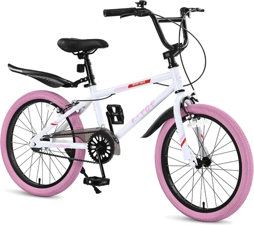 Vista 9 de Bicicleta infantil de 20 pulgadas estilo BMX, bicicletas para niñas y niños de 8 a 12 años, bicicleta de una sola velocidad para niños y niñas