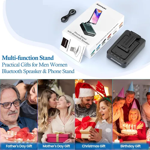 Vista 7 de JTEMAN Soporte para teléfono celular con altavoz Bluetooth, regalos