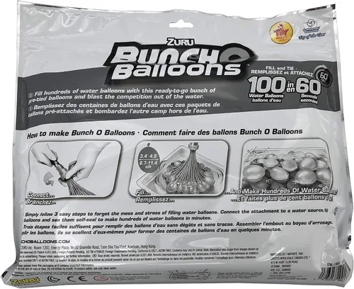 Vista 2 de ZURU Bunch O Balloons. Llena y ata 100 globos de agua en 60 segundos. 8 globos tipo O incluidos en este juego