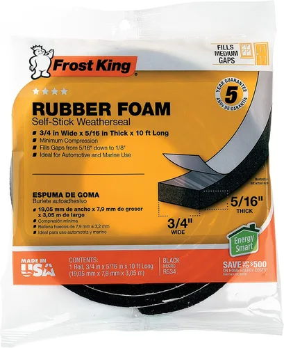 Vista 14 de Frost King R516H - Cinta de espuma de goma de esponja de 1-1/4 pulgadas por 7/16 pulgadas por 10 pies de grosor, color negro