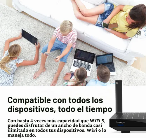 Vista 4 de Linksys MR20EC Router WIFI 6 de malla de doble banda Velocidades 3.0 (AX3000) Conecta más de 25 dispositivos Cobertura de 2,000 pies