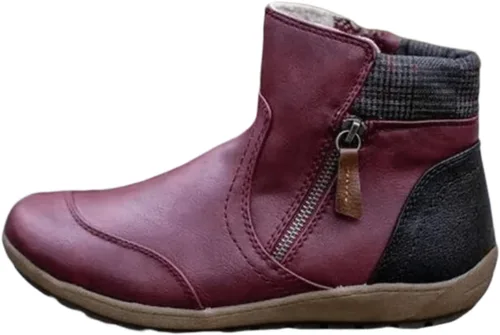 Vista 15 de Ladmiple Botas de tobillo para mujer, sin tacón, casual, con cremallera lateral, botas cortas vaqueras occidentales, zapatos para caminar