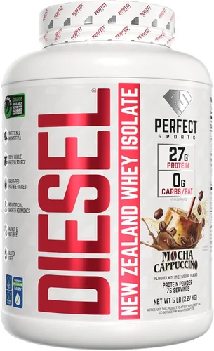 Vista 10 de PERFECT SPORTS Diesel 100% aislado de proteína de suero de Nueva Zelanda Endulzado con stevia, sin ingredientes artificiales, apto para dieta keto