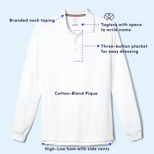 Vista 3 de French Toast - Camisa tipo polo de manga larga para niño