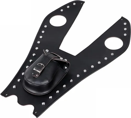Vista 7 de Cubierta de cuero negro para tanque de combustible con bolsa de cartera para Harley Softail Fatboy Heritage Springer FLSTS FLST FLSTN