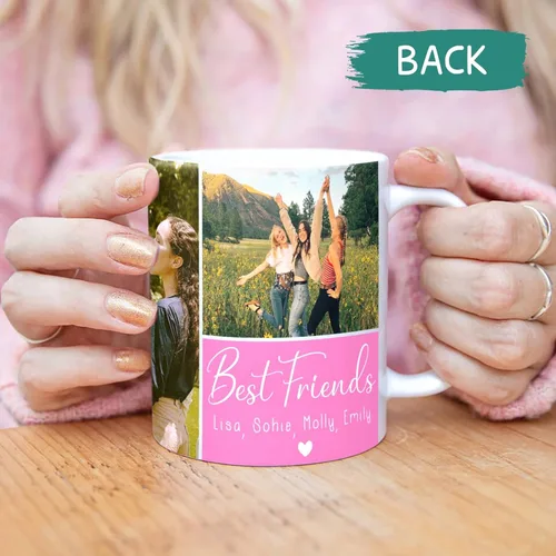 Vista 3 de Taza de café personalizada con fotos y nombres, mejor amigo, mejor juntos, collage de fotos personalizado con texto, regalos para amigos, impresión