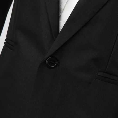 Vista 5 de Conjunto de traje ajustado de 2 piezas para hombre, talla grande, chaqueta de 2 botones y pantalones de vestir sólidos para negocios, boda, fiesta