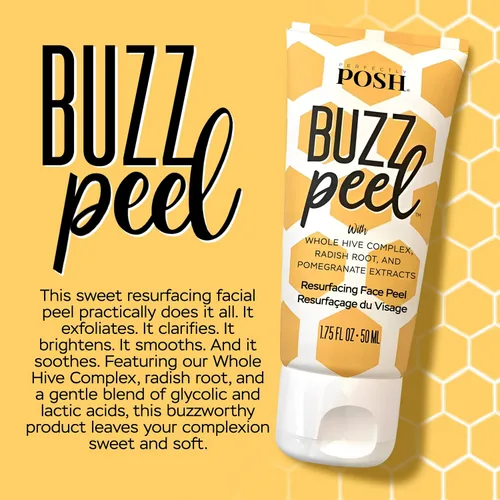 Vista 5 de Perfectly Posh Buzz Peel - Pelaje facial rejuvenecedor Contains Glycolic Acid, Lactic Acid, and Whole Hive Complex, Resurfacing Face Peel for