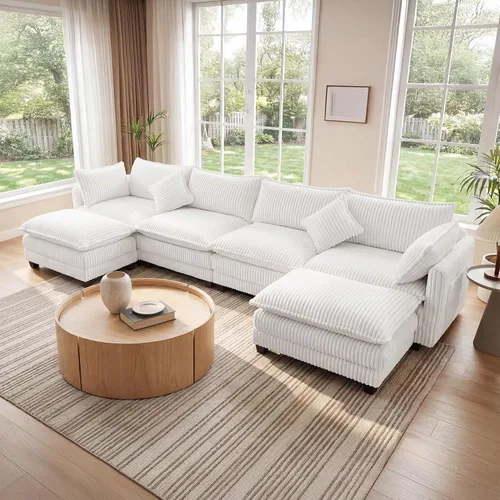 Vista 26 de Vesgantti Sofá de nube de 74 pulgadas para sala de estar, sofá modular de 2 plazas, sofá modular de pana de doble cojín, sofás pequeños de pana