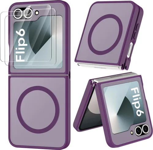Vista 12 de ORETECH Magnético para Samsung Galaxy Z Flip 6 con 2 protectores de Negro